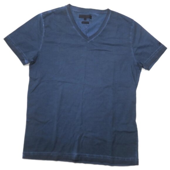 Tommy Hilfiger Garment Dyed Mens Small V-Neck Blue T-Shirt Tee - Picture 1 of 3